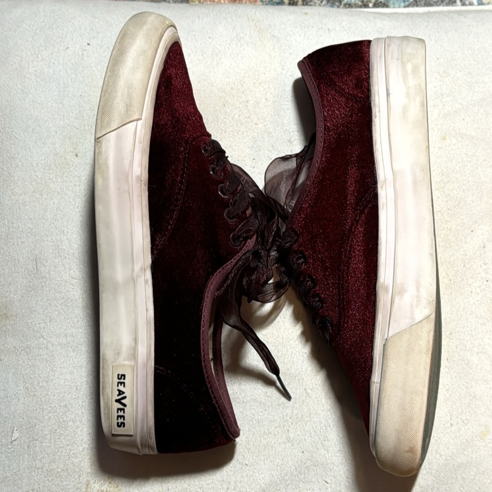 Sea Vees for J. Crew burgundy lace‎ up legend women’s sneakers sz 8